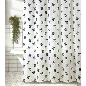 TAHARI Black Bows Shower Curtain Fabric 72x72" Tied Ribbon New In Package